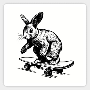 Rabbit Lover Bunny on Skateboard Magnet